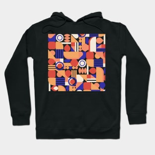 Geometric pattern mid century modern orange blue Hoodie